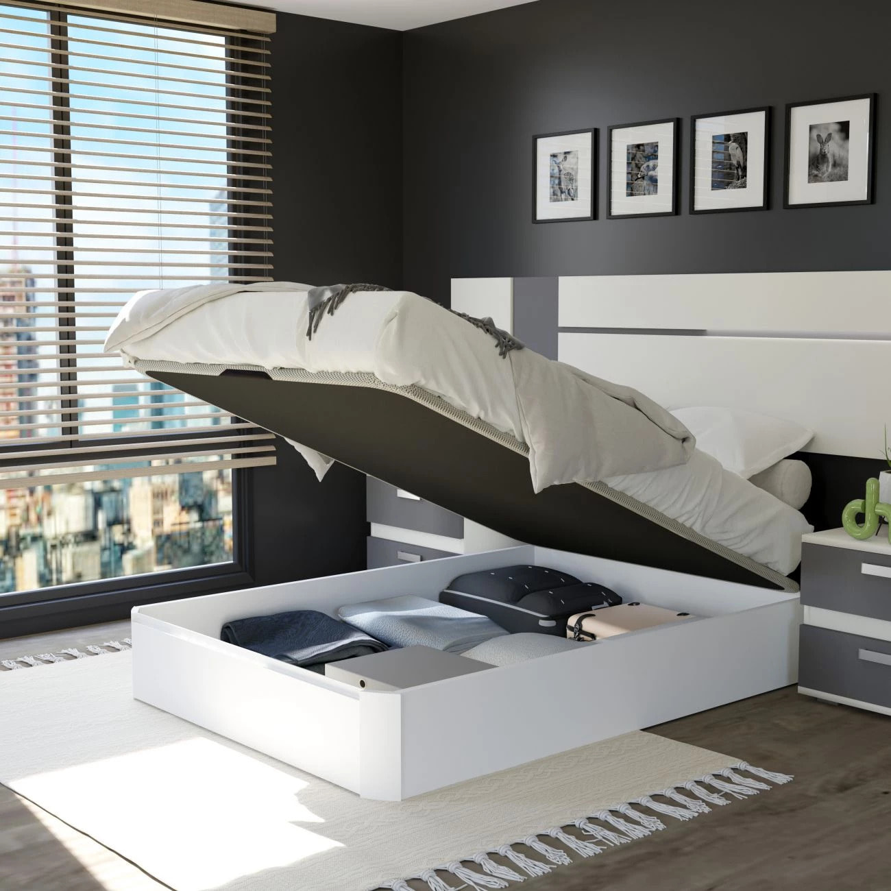 Canapé básico 135x190 cm en blanco Luxury 3D Blanco