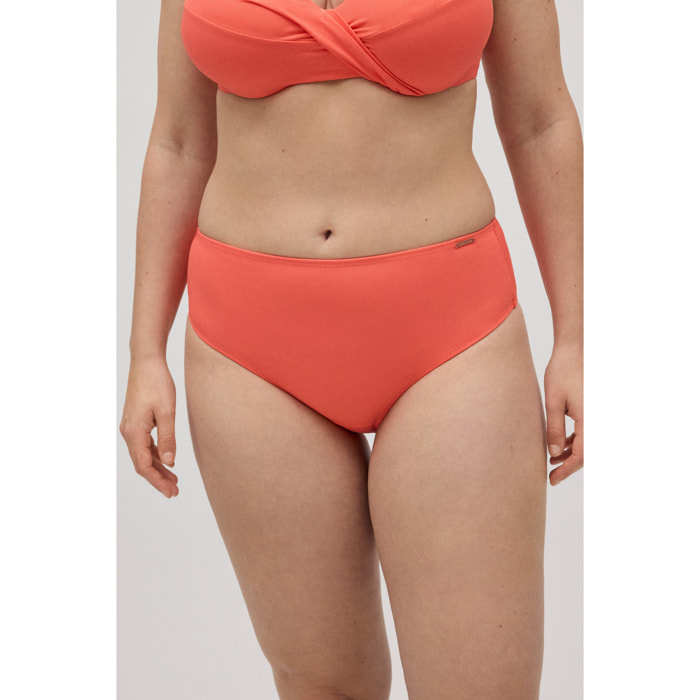 Slip bikini ad alta riduzione in micropiqué corallo