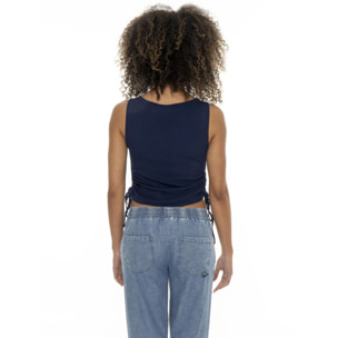 Camiseta de tirantes de mujer de canalé con cordones Leone Fancy Stripes