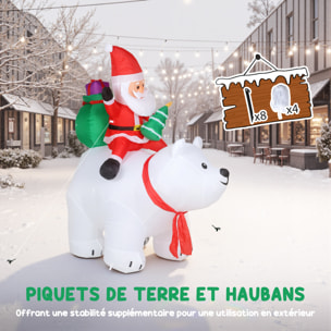 Ours polaire gonflable de Noël décoration gonflable LED de Noël H.2m père Noël et hotte