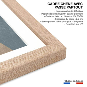 Poster Soie bleue sarcelle Affiche + cadre en bois - Chêne