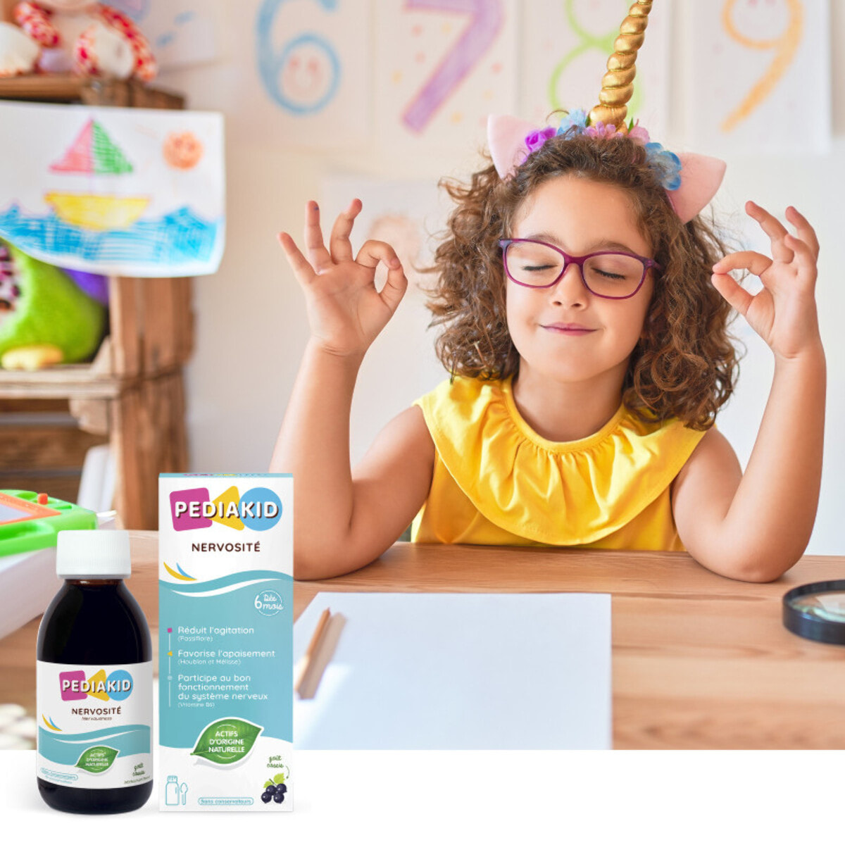 PEDIAKID - Sirop Nervosité -Complément Alimentaire Naturel - Formule Exclusive au Sirop d'Agave - Favorise l'Apaisement - Réduit l'Agitation - Arôme Naturel Cassis - Lot de 3 Flacons de 125 ml