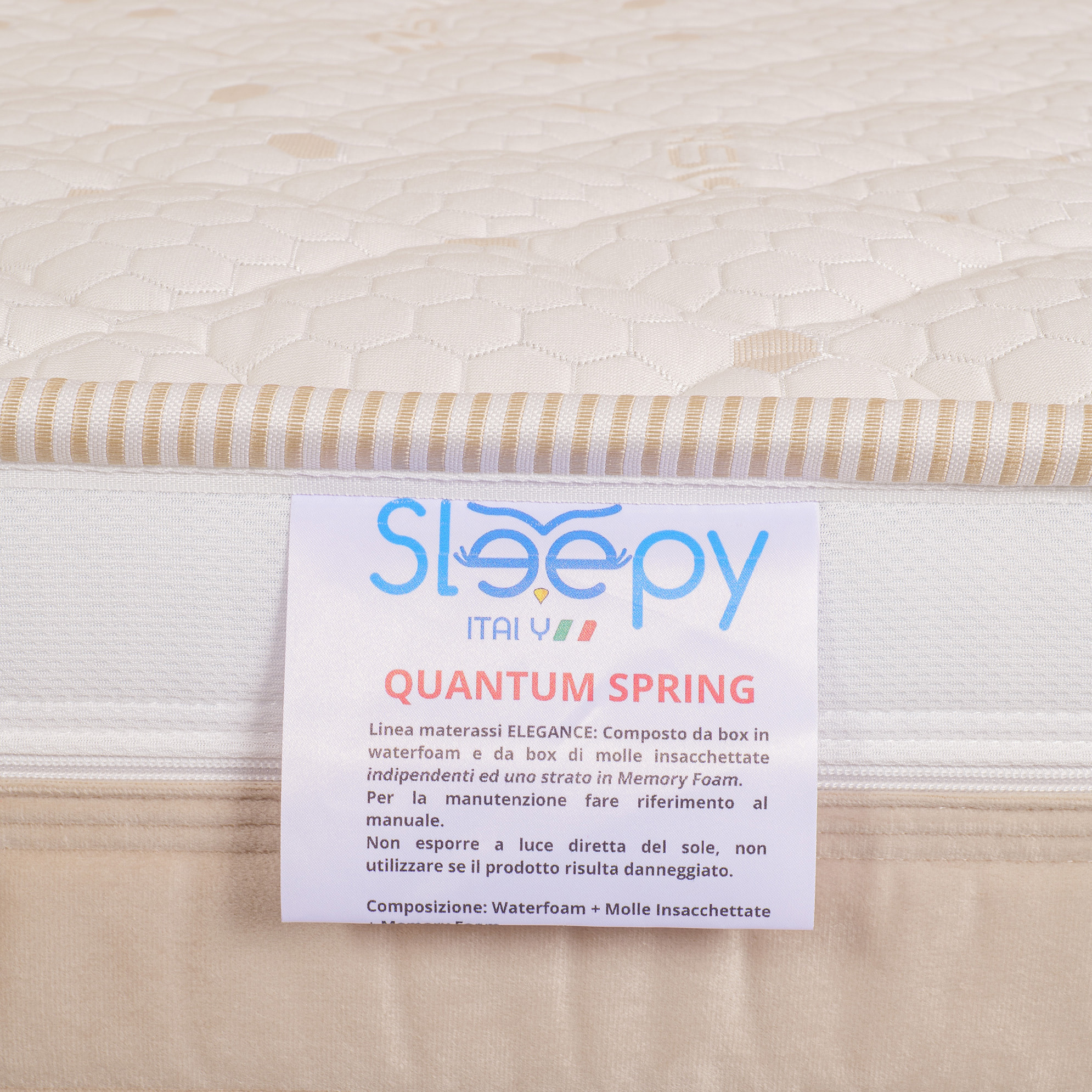 Materasso 800 Molle Insacchettate mod. QUANTUM SPRING Singolo mis. 90x190 alto 25cm rivestimento sfoderabile - Sleepy Italy