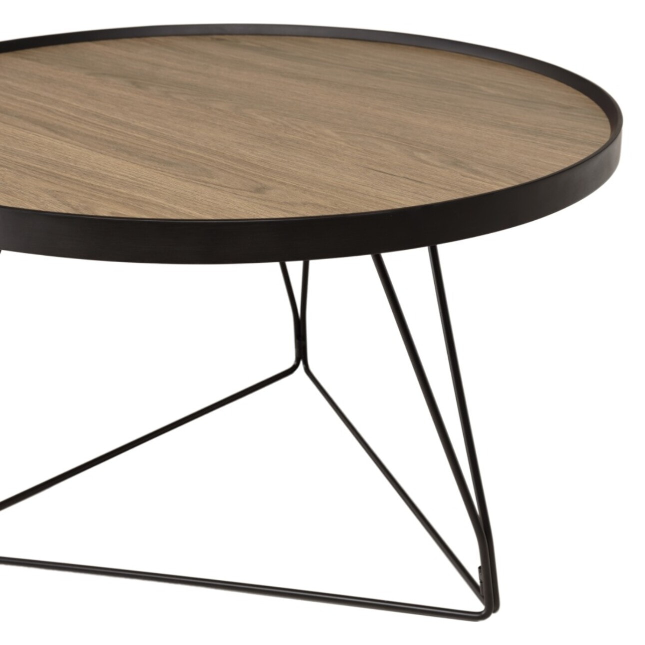 JULIA - Table basse ronde 70x70cm mocha pieds épingles métal noir