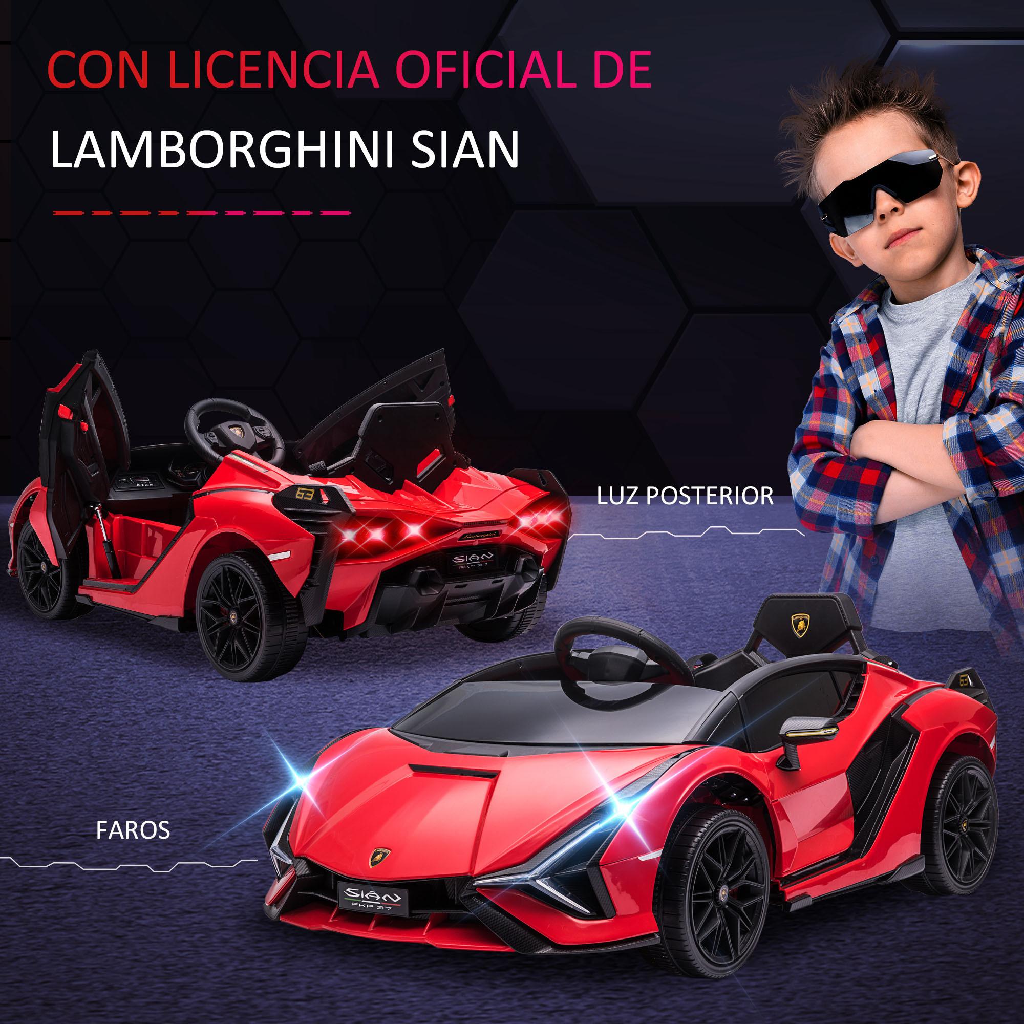 Coche Eléctrico 12V para Niños +3 Años Lamborghini SIAN Mando a Distancia Rojo