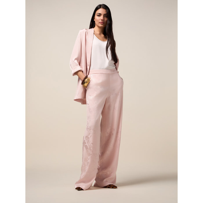 Oltre - Pantalones palazzo jacquard - Rosa