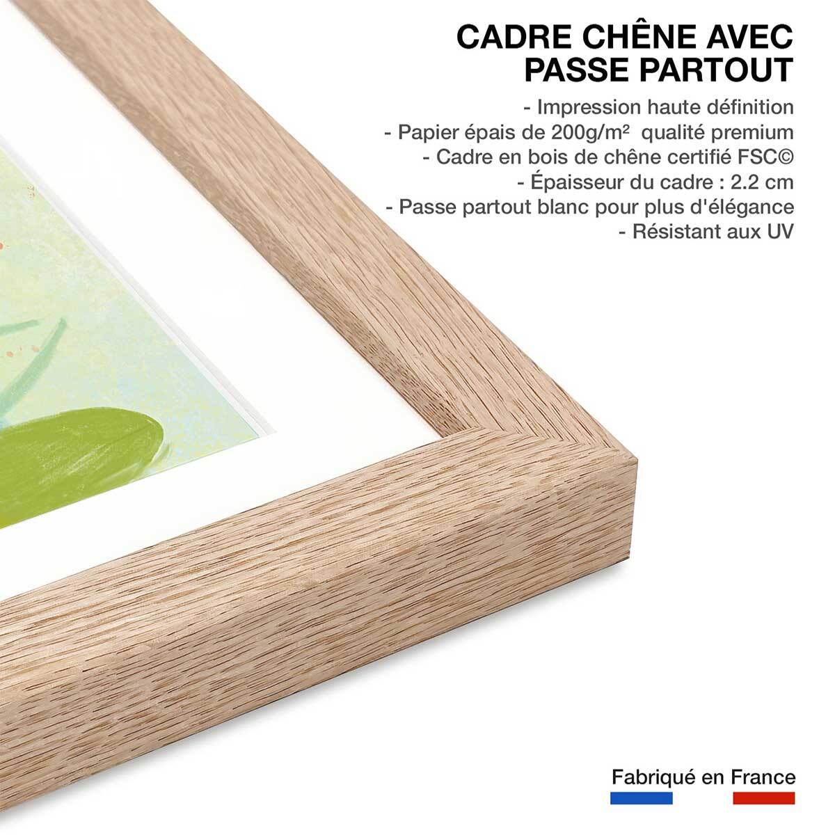 Affiche enfant roulottes de cirque  Affiche + cadre en bois - Chêne