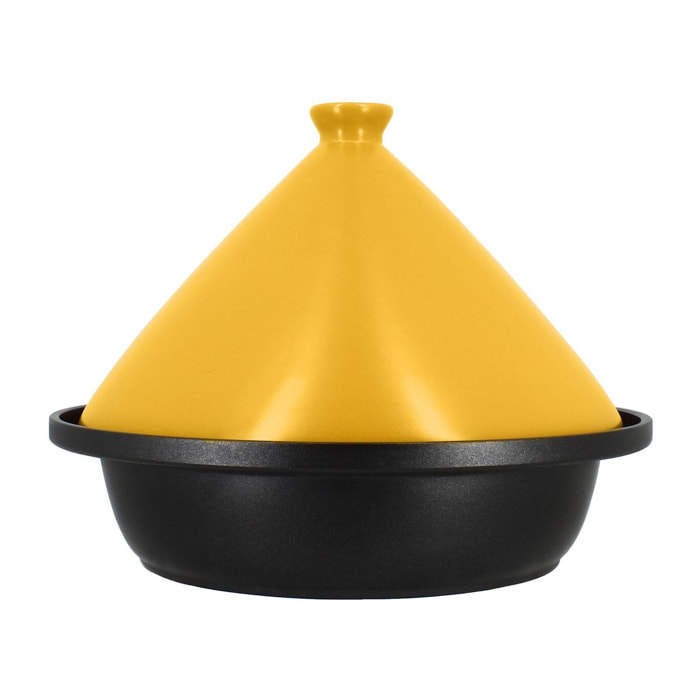 Tajine d24cm fond alu induction couvercle en céramique safran