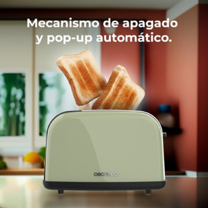 Tostador vertical Toastin' time 850 Green, 850W de Potencia, Doble ranura corta