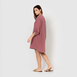 Vestido corto algodón liso malva