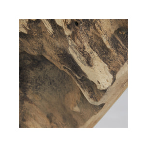 Sculpture Artisanale Cœur en Bois de Teck Massif H. 39 cm - BAKOU