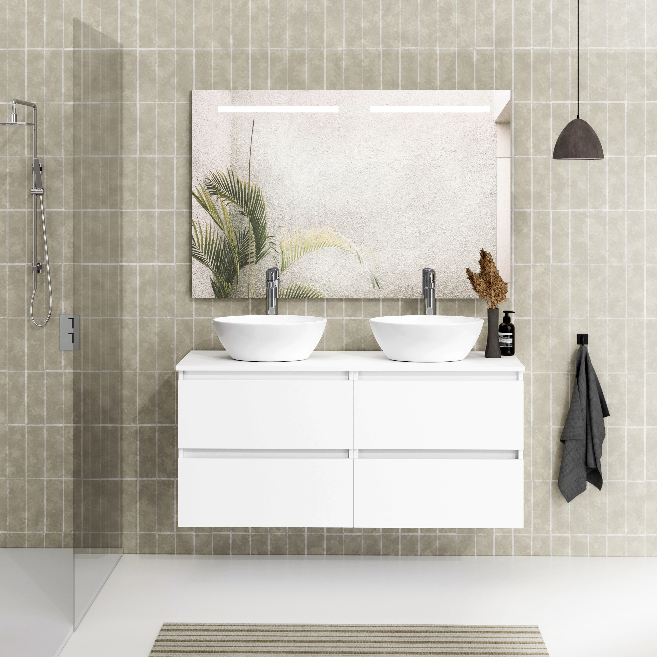 Ensemble de salle de bains LILY SE, Alday, 140 cm, Blanc Mat.