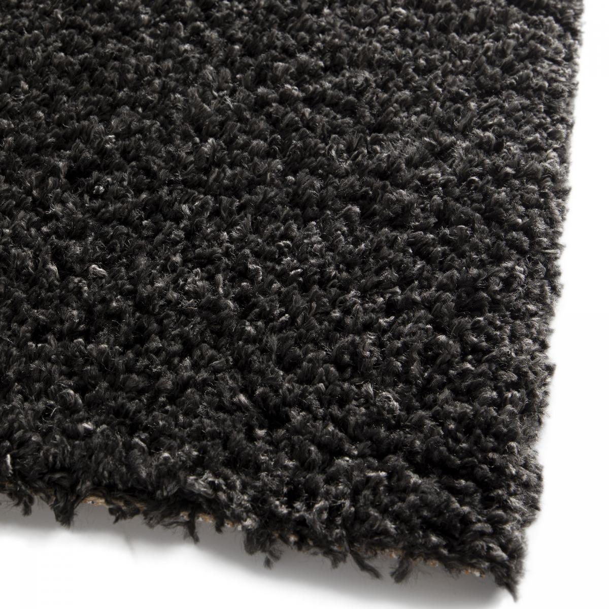 Tapis salon HINOU Noir 120x170 en polypropylène doux et soyeux