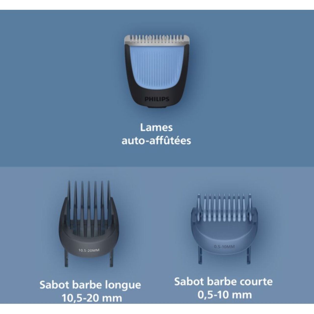 Tondeuse barbe PHILIPS BT3620/15 Series 3000, molette réglable, 40 hauteurs de coupe, précision 0,5 mm, autonomie 70 mn