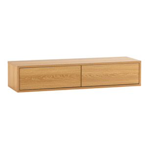 Mesa consola suspendida Auri 2 cajones efecto Roble