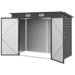 Abri de jardin 3 m² tôle d'acier 2 portes verrouillables 2 évents toit incliné anthracite