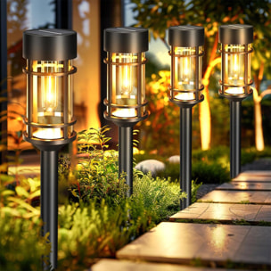 Well Home Luz Solar de Jardín con LED Blanco Cálido y Panel Policristalino Ø6x50cm