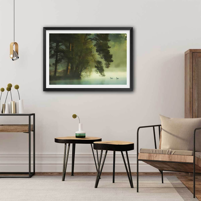 Affiche paysage marais neerlandais Affiche sous cadre noir