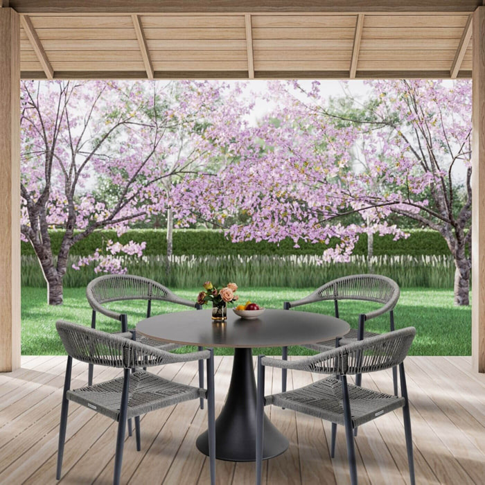 Ensemble de jardin Grande Possibilita table 120cm et 4 chaises grises Kare Design
