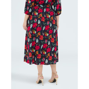 Fiorella Rubino - Falda larga con estampado floral - Azul
