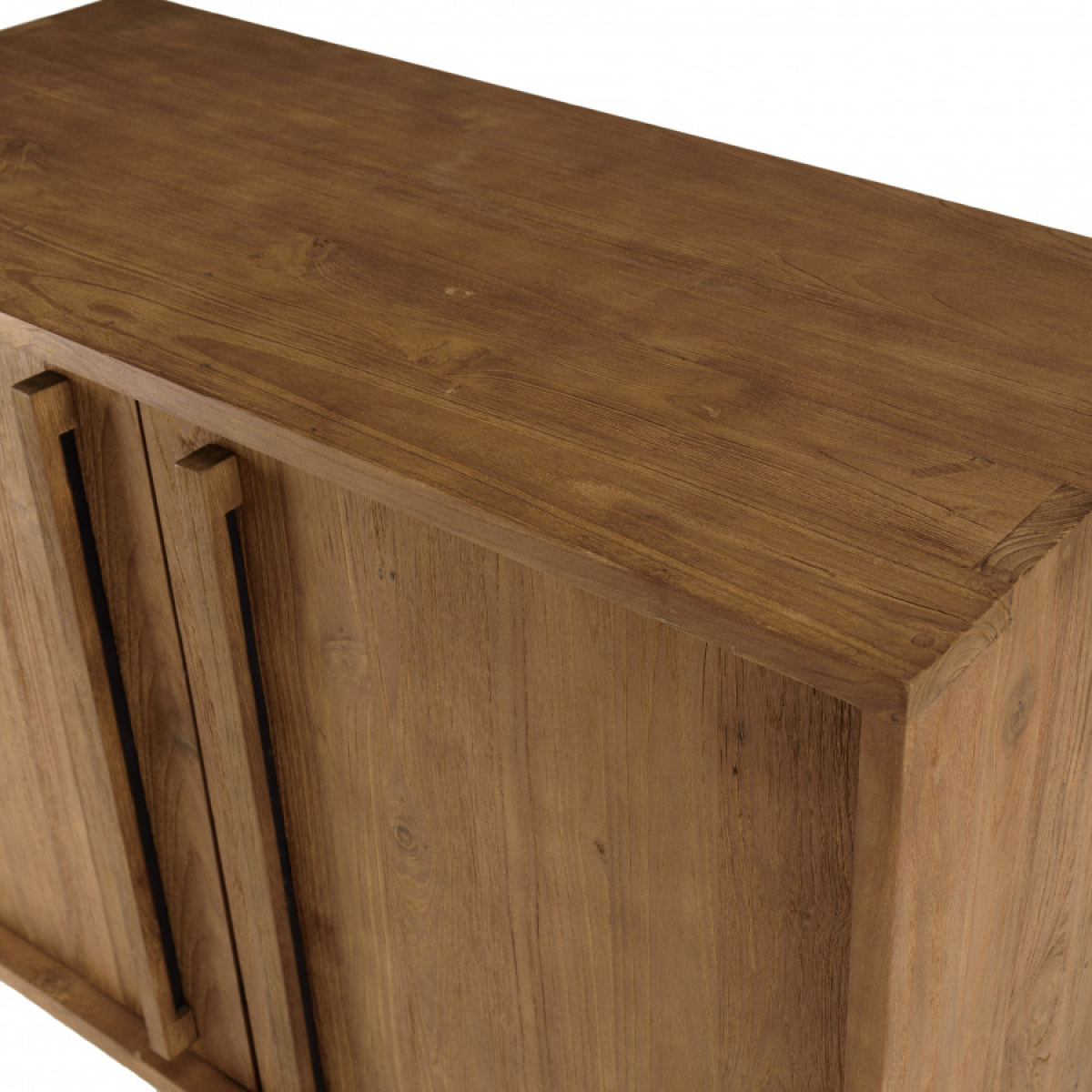 ALIDA - Buffet 2 portes en bois de teck recyclé pieds en métal noir