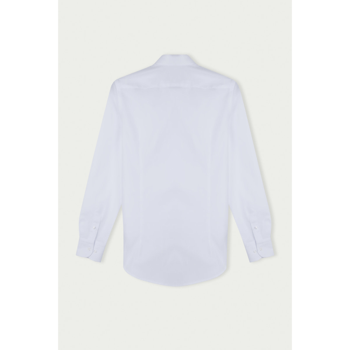Camicia Uomo 1 Bottone Francese Slim Cotone Unito Bianco
