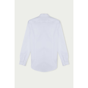 Camicia Uomo 1 Bottone Francese Slim Cotone Unito Bianco