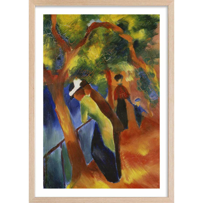 Affiche Sunny path par August Macke Affiche + cadre en bois - Chêne