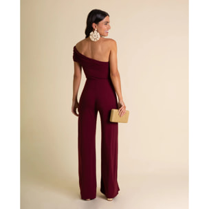 Mono de mujer escote bardot asimétrico