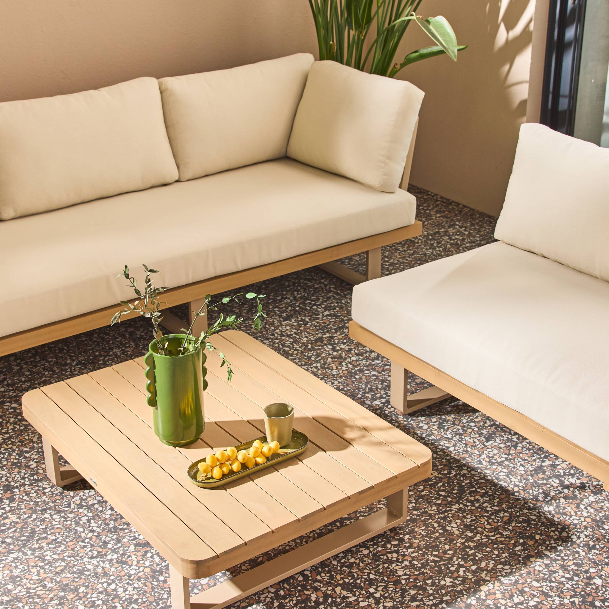 Salon de jardin d'angle bois d'acacia et aluminium 5 places ACALIA LATIKA