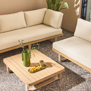 Salon de jardin d'angle bois d'acacia et aluminium 5 places ACALIA LATIKA