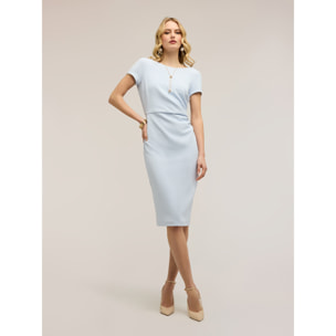 Motivi - Vestito tubino in crêpe con drappeggio - Azzurro