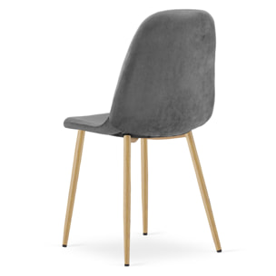 Sedia Padva in velluto grigio scuro con gambe effetto rovere