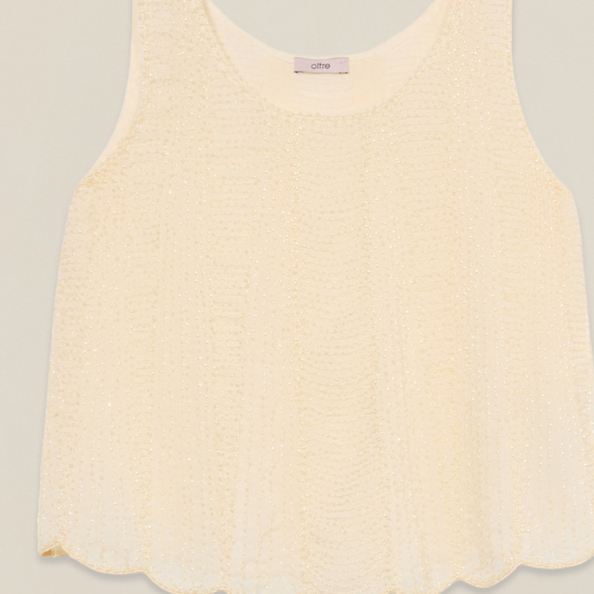 Oltre - Top con ricamo in perline - Bianco