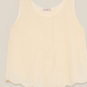 Oltre - Top con ricamo in perline - Bianco