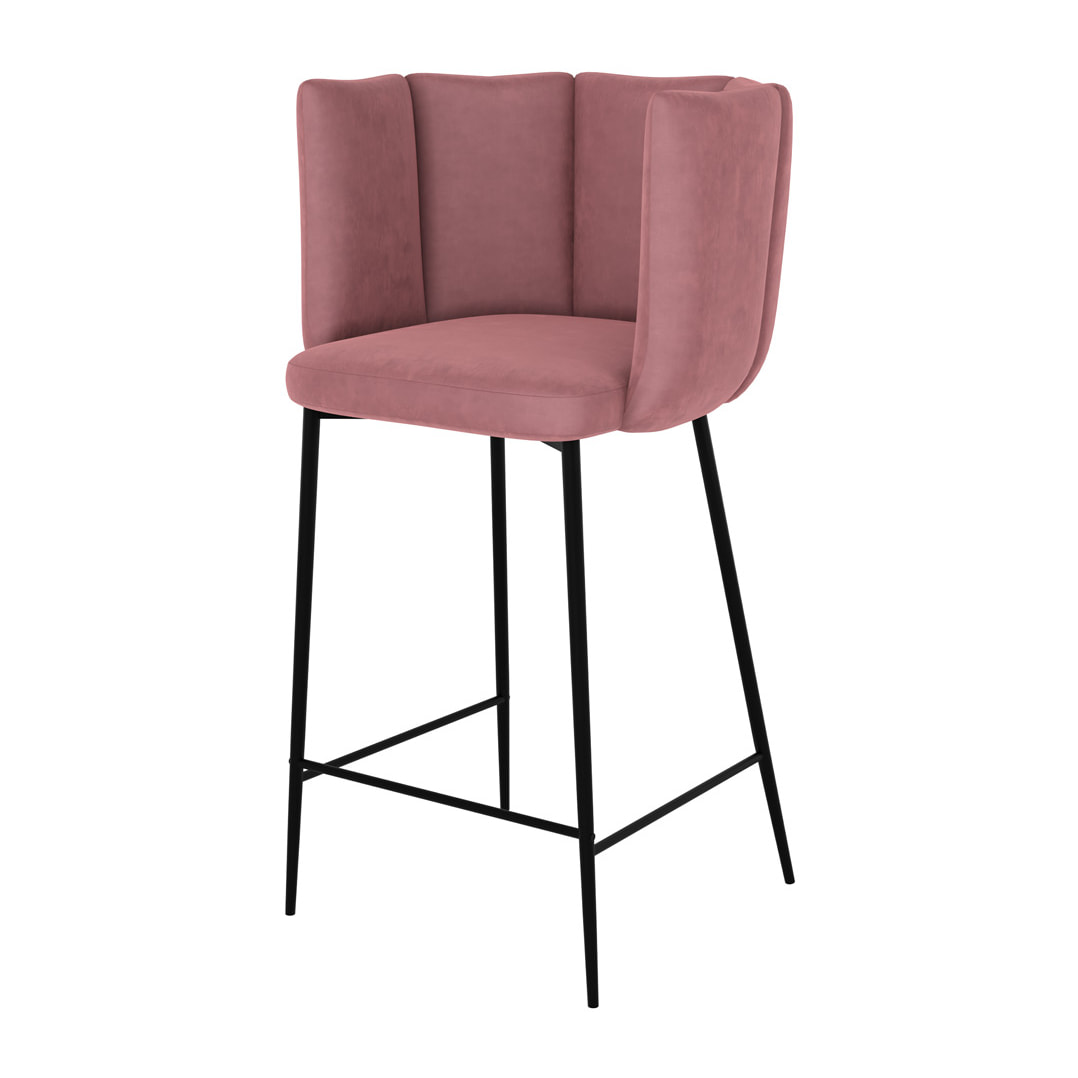 Chaise de bar Rosy en velours rose 67 cm (lot de 2)