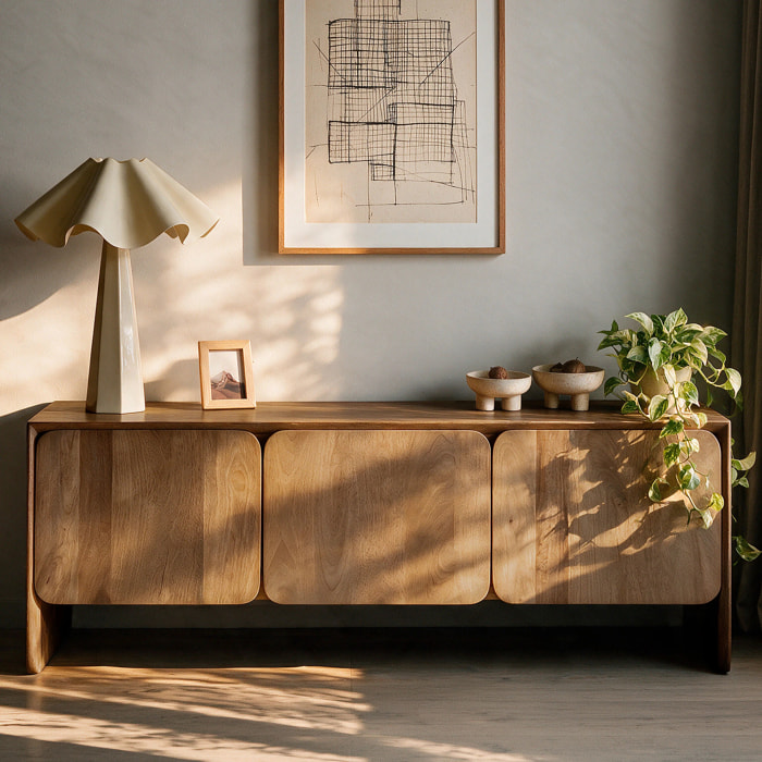 Meuble TV en bois de manguier marron clair - Achille