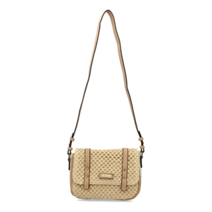 Bandolera de rafia para mujer, diseño moderno y comodo, compartimento principal con boton de iman