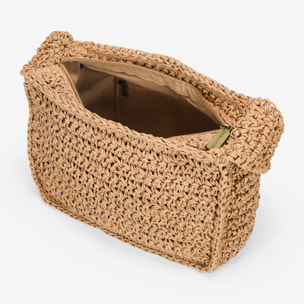 Bolso de hombro tostado en rafia