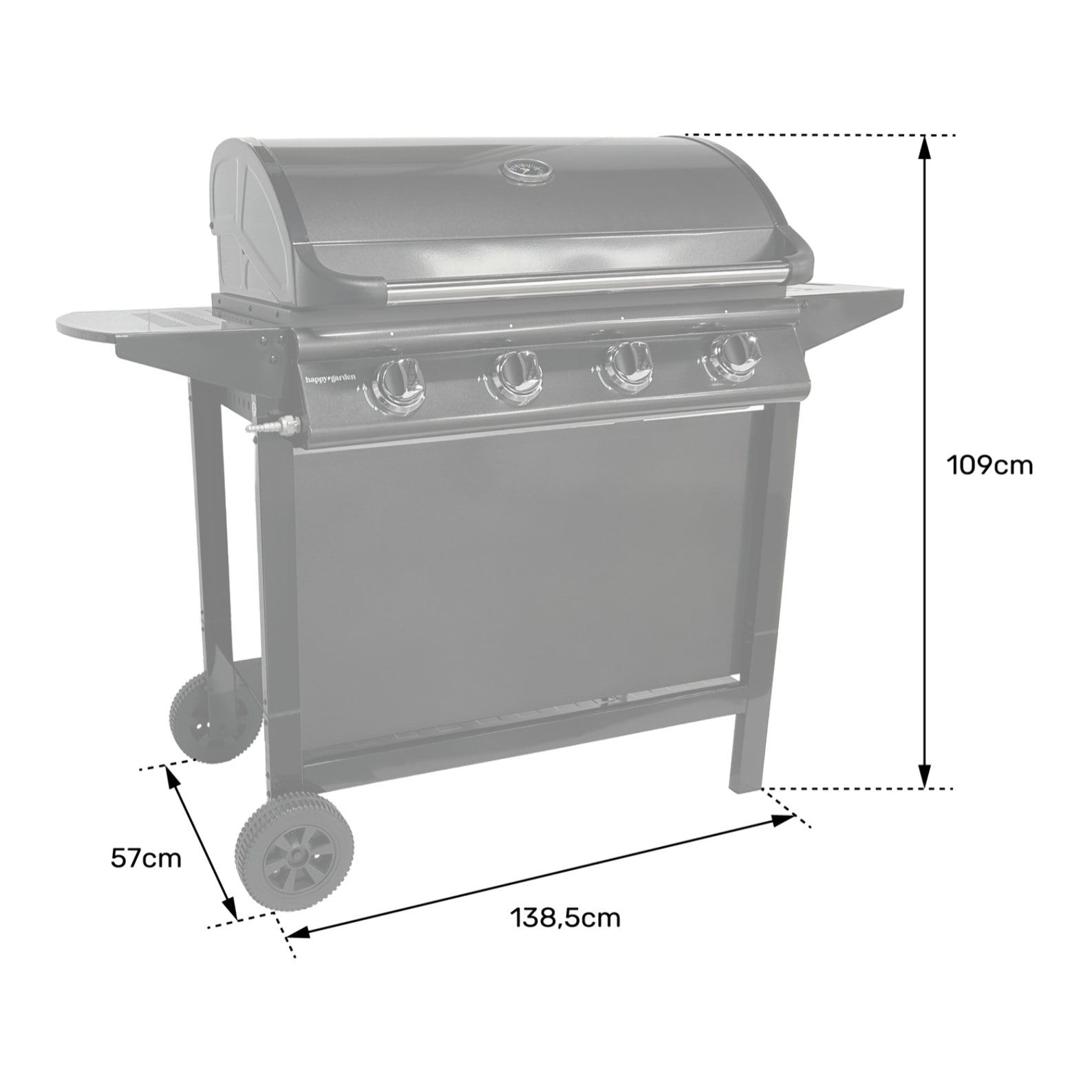 Barbecue au gaz RENO - 4 brûleurs avec thermomètre 14kW