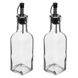 2 bouteilles huile/vinaigre verre 0,16L