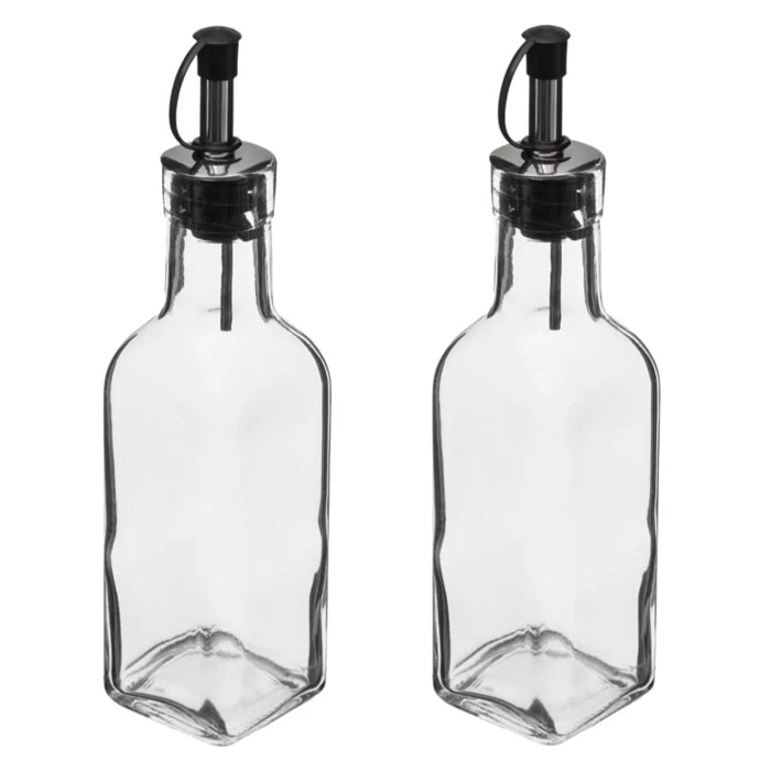 2 bouteilles huile/vinaigre verre 0,16L