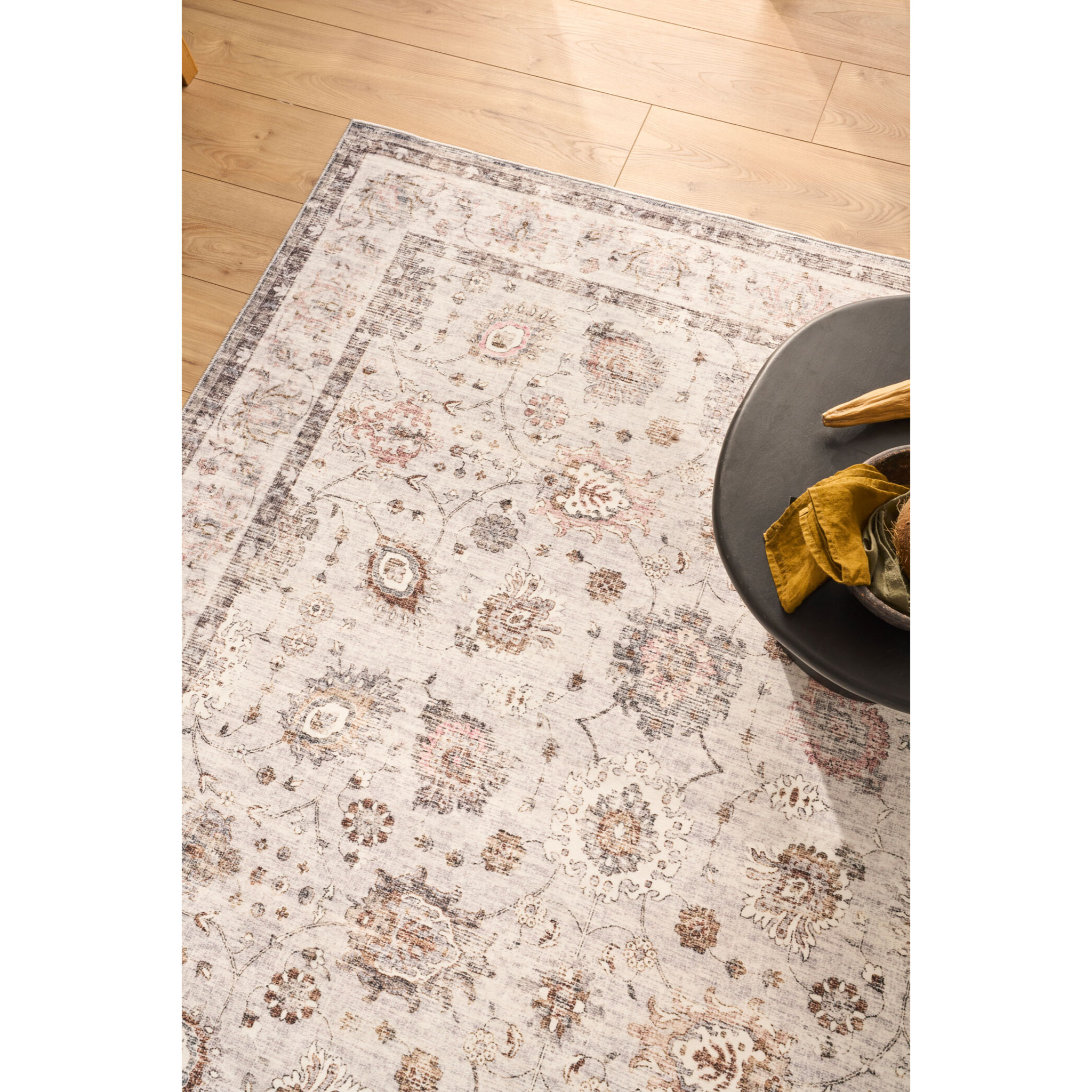 OTTOMAN - Tapis à poils courts doux à motif classique gris