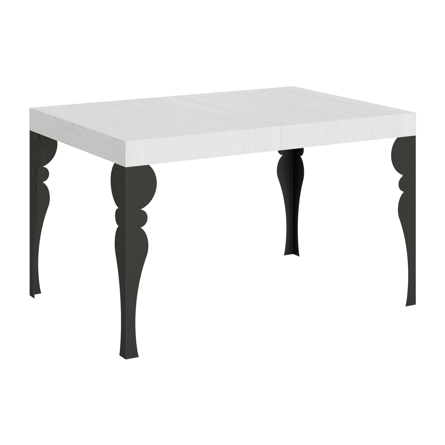 Table extensible 90x140/244 cm Paxon Frêne Blanc cadre Anthracite