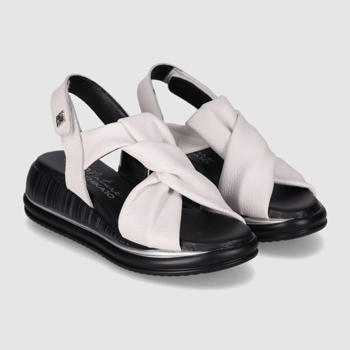 Sandalias de Piel - Blanco - Tacón: 4 cm