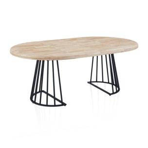 Mesa redonda extensible Meztil Negro - Roble