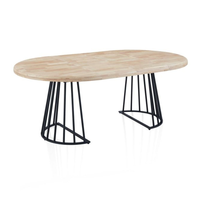 Mesa redonda extensible Meztil Negro - Roble