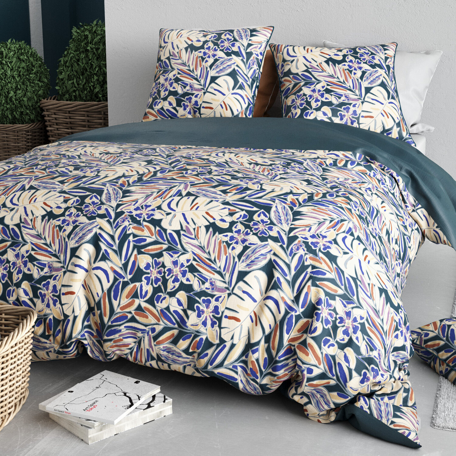 Parure housse de couette 3pcs 100% coton 57 fils nouk