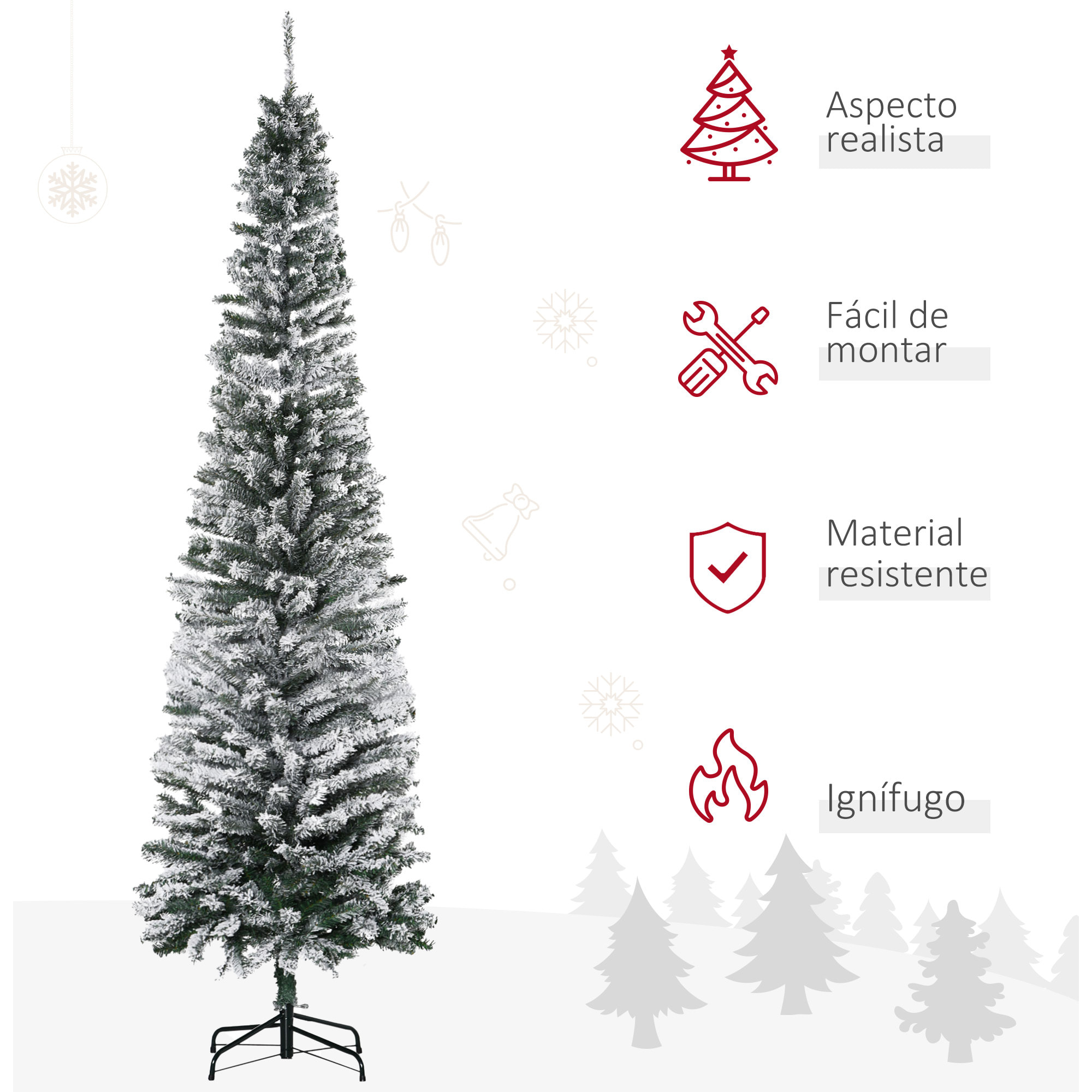 Árbol de Navidad 180 cm Árbol de Navidad Artificial Nevado con 492 Ramas y Soporte de Metal Árbol Navideño para Salón Verde y Blanco