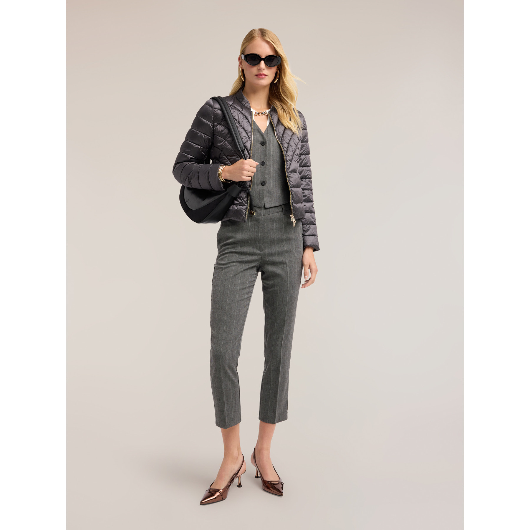 Motivi - Piumino lightweight corto con collo alto - Grigio